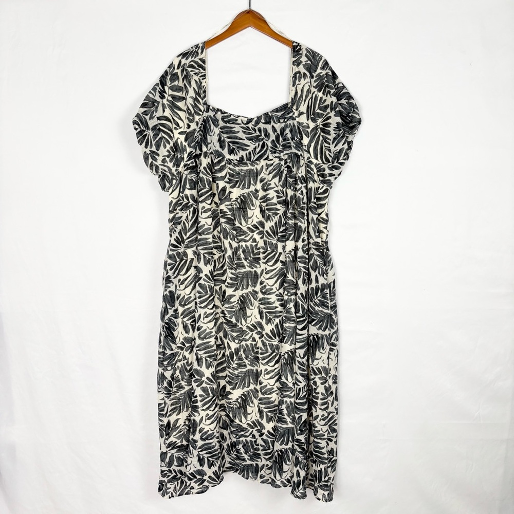 NEW Heydan Puff Sleeve Botanical Print Square Neck Maxi‎ Dress Size 3XL